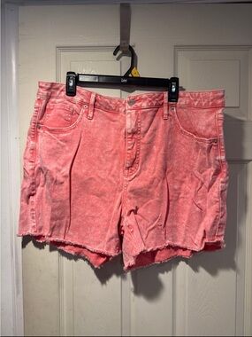 Terra & Sky Coral-Wash Denim Cutoff Shorts
